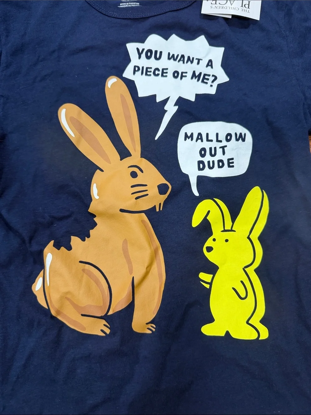 The Children's Place Navy Graphic Bunny 'Mallow Out Dude' Tee